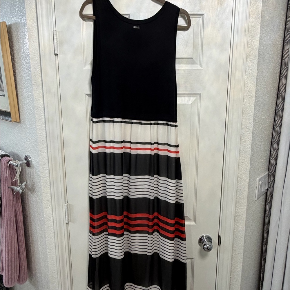 NWT Calvin Klein Striped Colorblock Sleeveless Maxi Dress Large - Picture 3 of 4